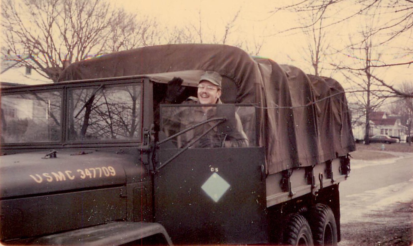 Lance Cpl. G. D. Yaros on "Toys for Tots" pick up run