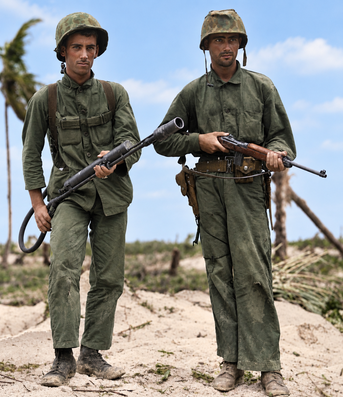 Marines Stanley Parks and Randolph Peters at Peleliu