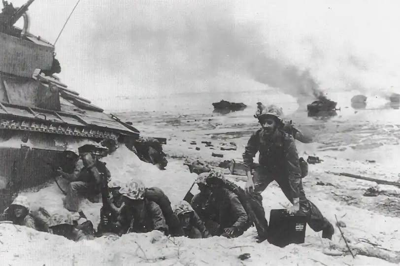 Marines Take Cover Under Heavy Fire on Peleliu — 1944