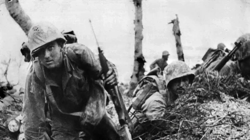 Marines Crawl Through Heavy Fire on Peleliu